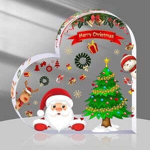 Festive Christmas Heart-Shaped Decor with Santa and Tree